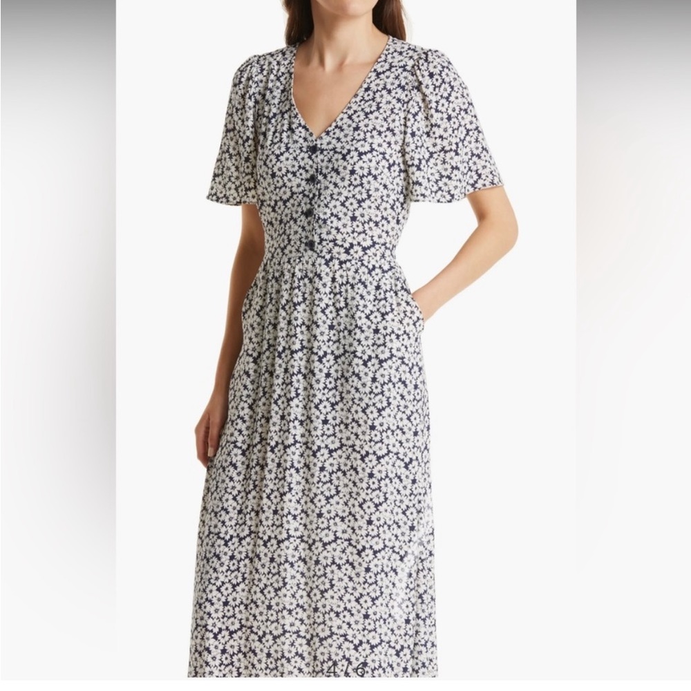 & Other Stories Flutter Sleeve Floral Midi Dress